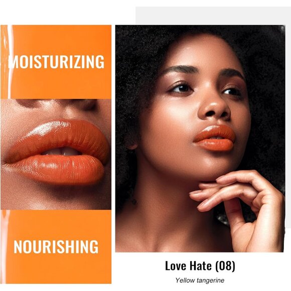 🆕 Moisture Shine Orange Lipstick Glossy Finish Vegan Cruelty-Free Love Hate Lip - Picture 2 of 10